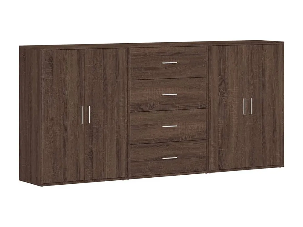 Credenze 3 pz Rovere Marrone 60x31x84 cm Legno Multistrato per 6-8 Persone