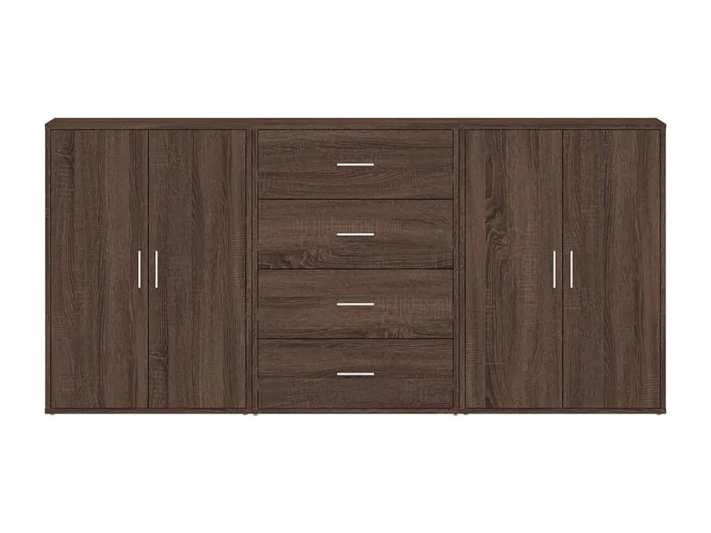 Credenze 3 pz Rovere Marrone 60x31x84 cm Legno Multistrato per 6-8 Persone
