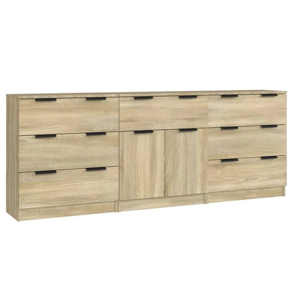 Credenze 3 pz Rovere Sonoma Legno Multistrato Design Industriale