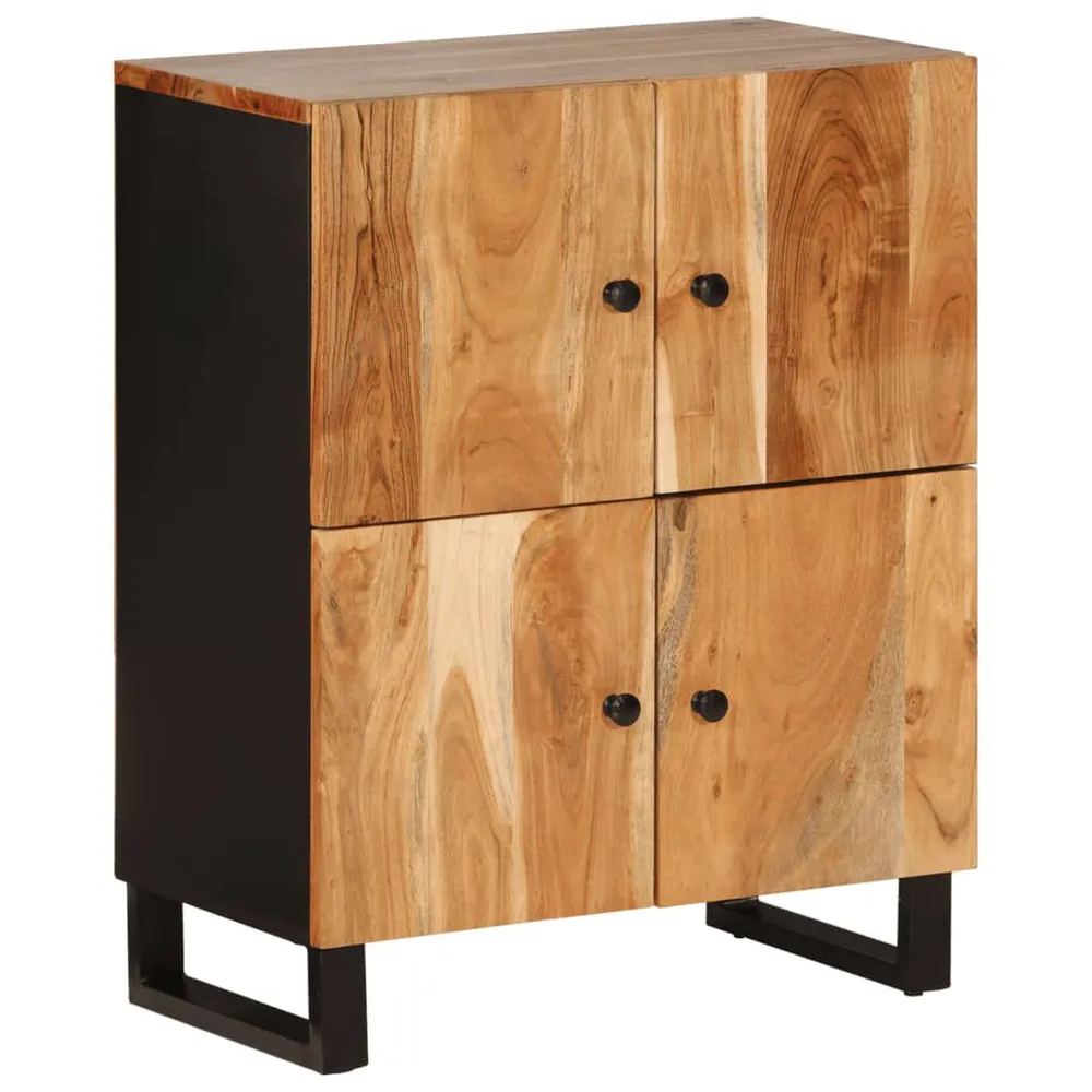 Design Moderno e Funzionale Credenza con 4 Ante 60x33x75 cm Legno Massello di Acacia