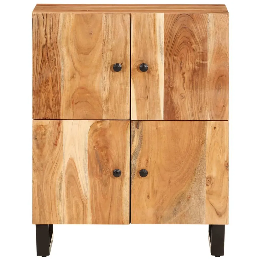 Design Moderno e Funzionale Credenza con 4 Ante 60x33x75 cm Legno Massello di Acacia