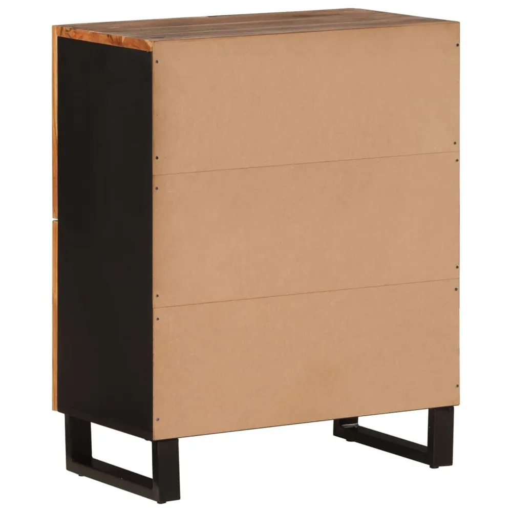 Design Moderno e Funzionale Credenza con 4 Ante 60x33x75 cm Legno Massello di Acacia