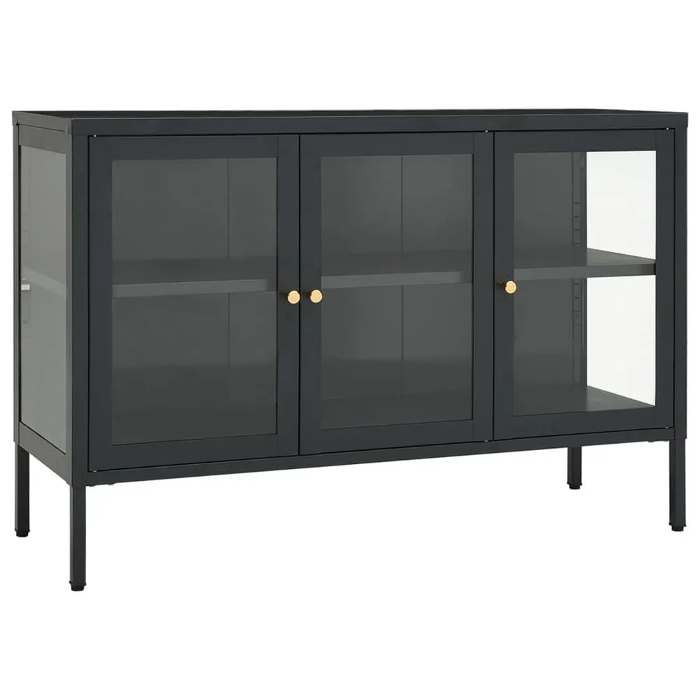 Isola Cucina Credenza Antracite 105x35x70 cm Acciaio e Vetro