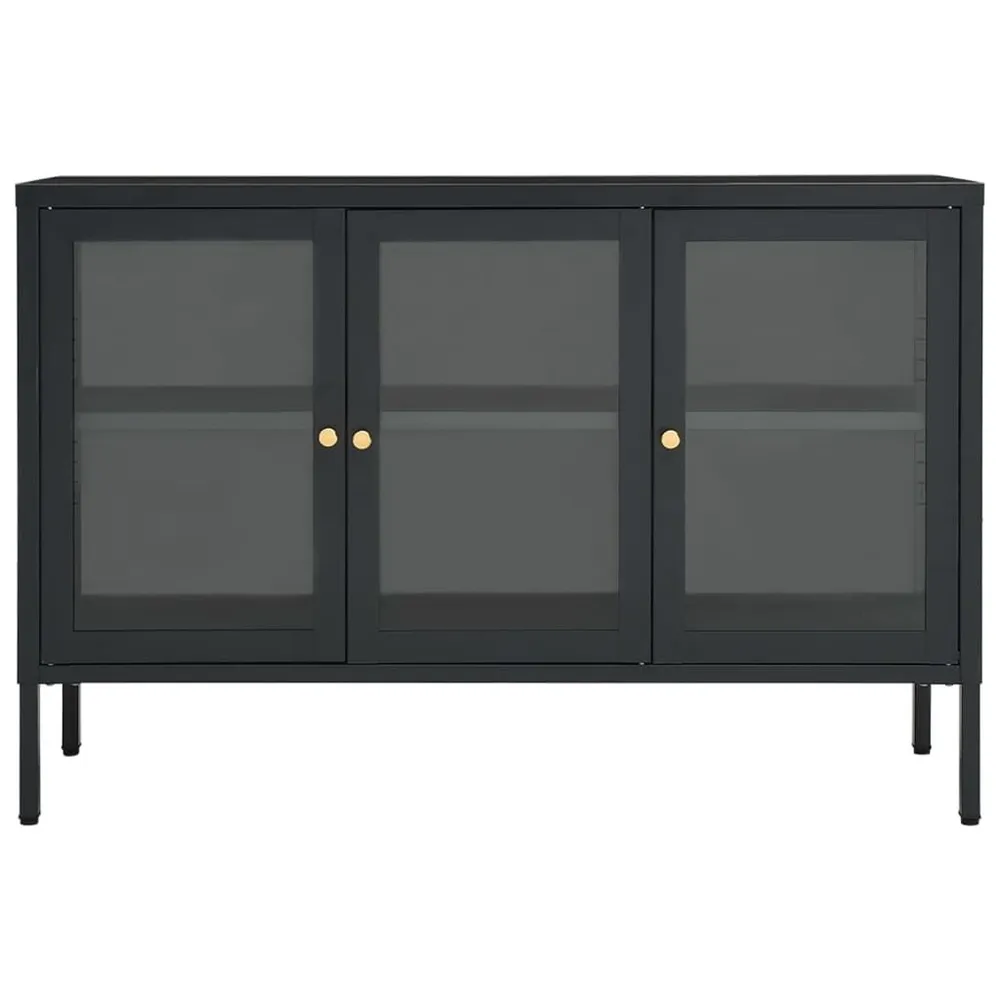 Isola Cucina Credenza Antracite 105x35x70 cm Acciaio e Vetro