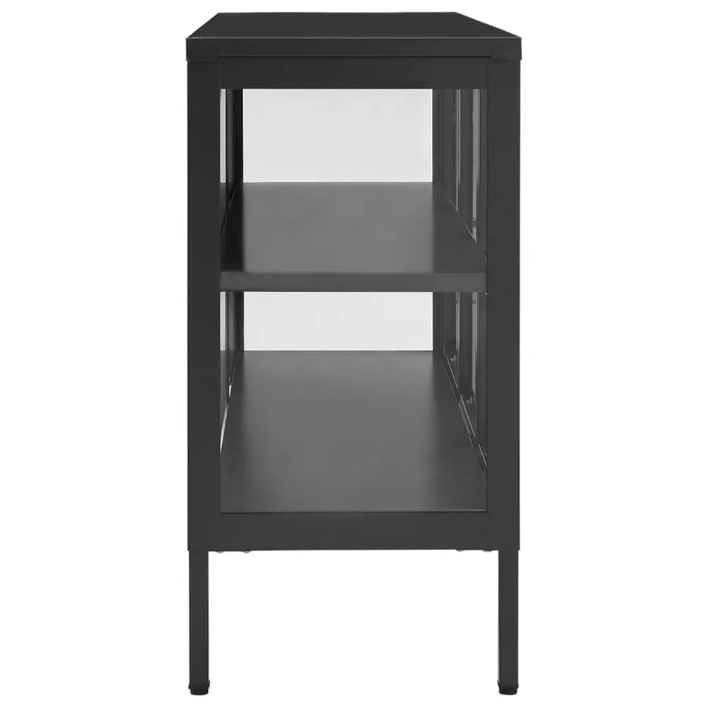 Isola Cucina Credenza Antracite 105x35x70 cm Acciaio e Vetro