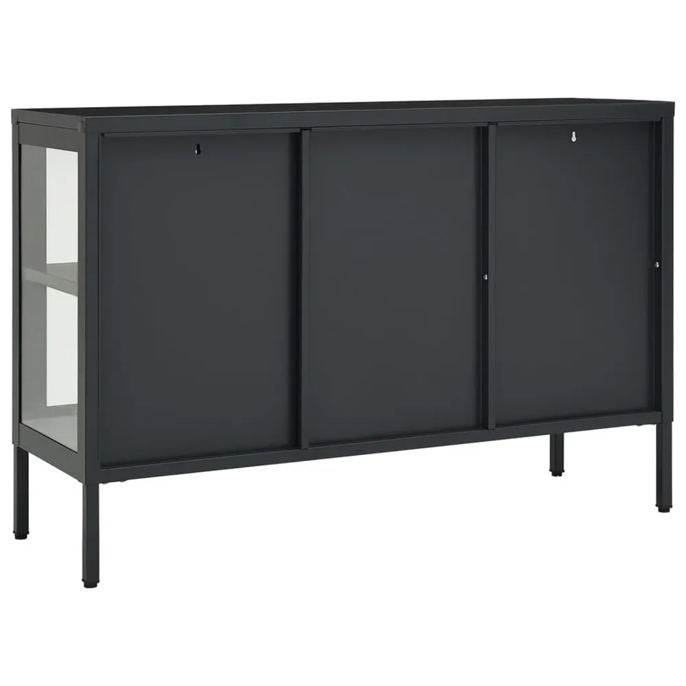 Isola Cucina Credenza Antracite 105x35x70 cm Acciaio e Vetro