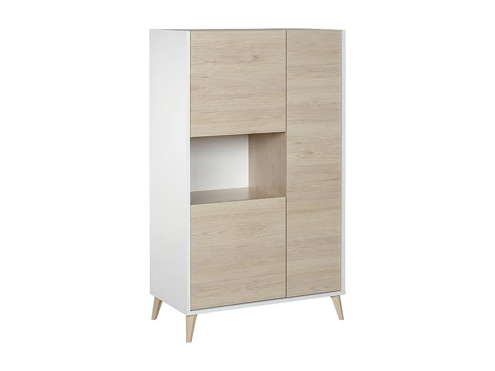 Mobile Angolo Credenza alta 3 ante scandinava KOLYMA - Quercia e Bianco