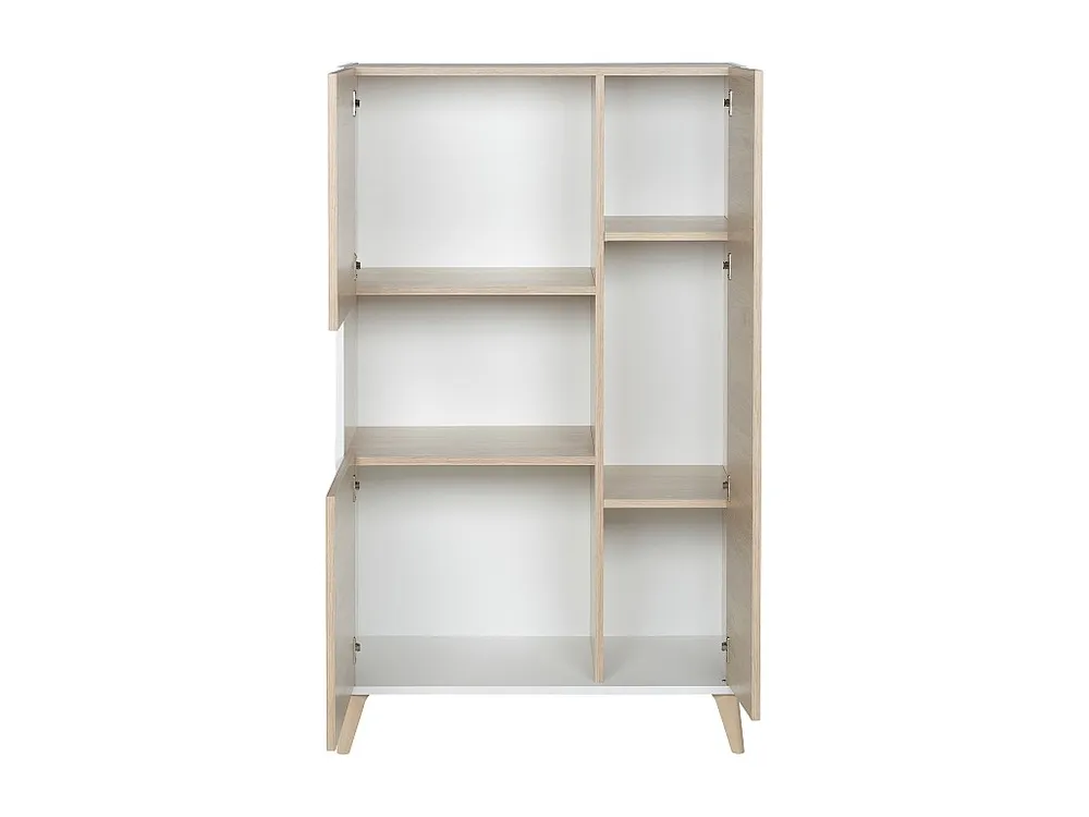 Mobile Angolo Credenza alta 3 ante scandinava KOLYMA - Quercia e Bianco