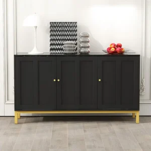 Mobile Angolo Credenza moderna con 3 ante - 140 x 40 x 80 cm - MDF e pannelli di particelle - per soggiorno o cucina - Nero