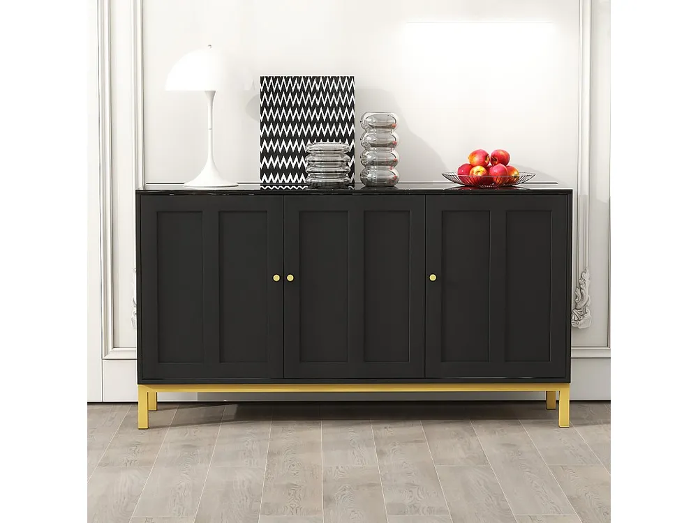 Mobile Angolo Credenza moderna con 3 ante - 140 x 40 x 80 cm - MDF e pannelli di particelle - per soggiorno o cucina - Nero
