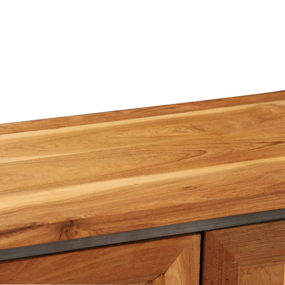 Mobile Angolo Credenza Teak Recuperato e Acciaio 65x30x70 cm