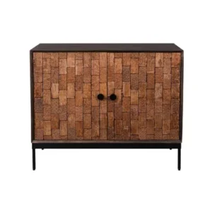 Panchetta con Contenitore Chisel Buffet DutchBone - Credenza metallo e legno intagliato