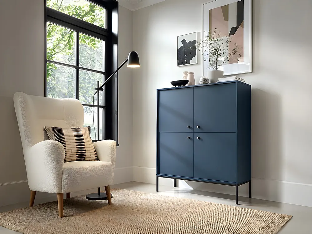 Panchetta con Contenitore Credenza alta Con 4 ante Blu BOGDAN