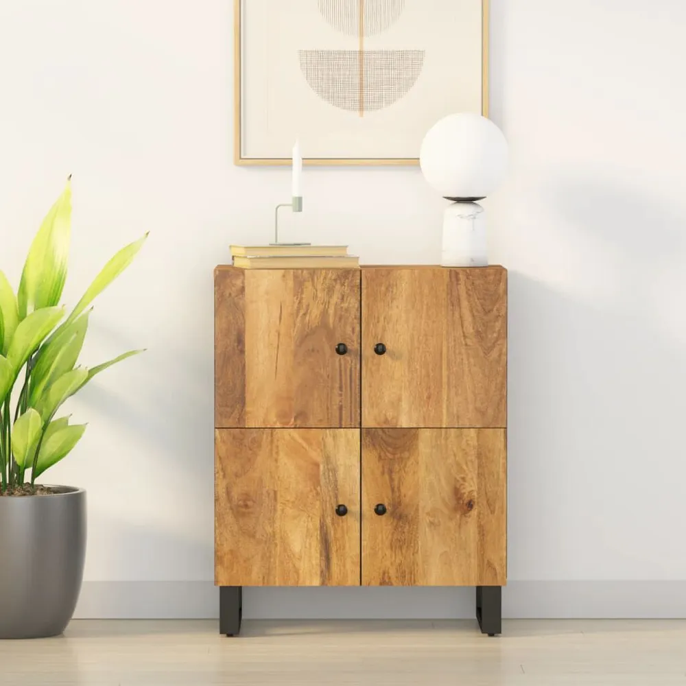 Panchetta con Contenitore Credenza con 4 Ante 60x33x75 cm Legno Massello di Mango