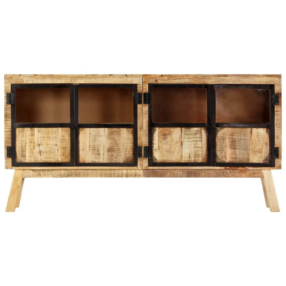 Panchetta con Contenitore Credenza Marrone e Nera 160x30x80 cm Massello di Mango Grezzo