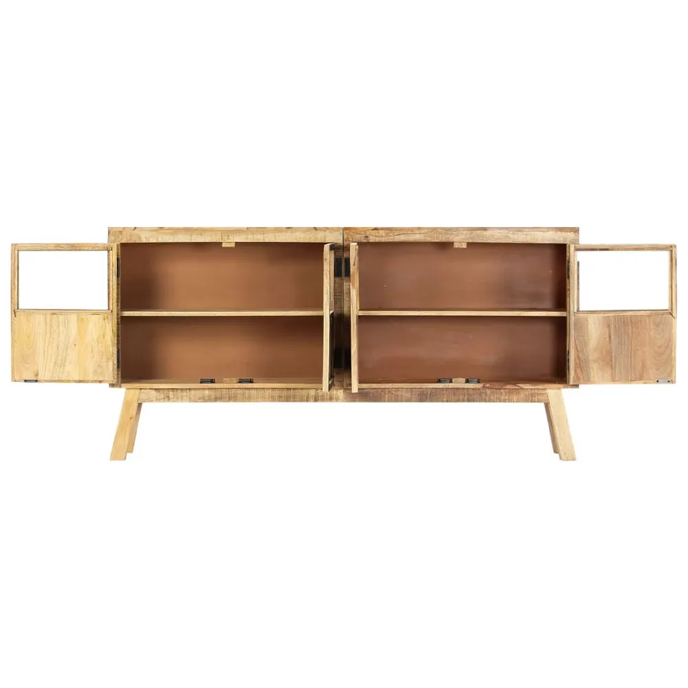 Panchetta con Contenitore Credenza Marrone e Nera 160x30x80 cm Massello di Mango Grezzo