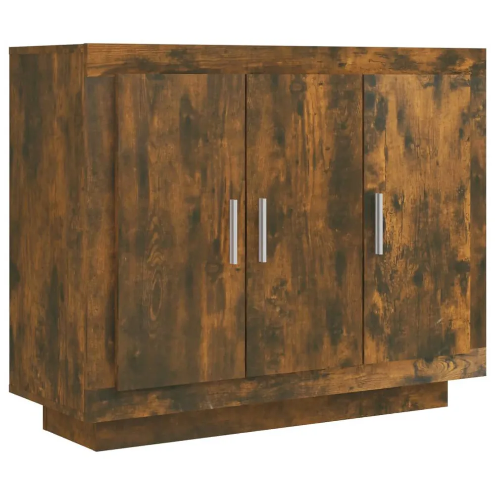 Panchetta con Contenitore Credenza Rovere Fumo 92x35x75 cm Legno Multistrato