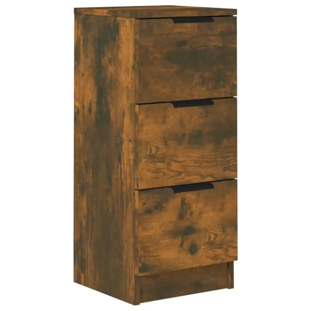 Panchetta con Contenitore Credenza Rovere Fumo 30x30x70 cm Legno Multistrato