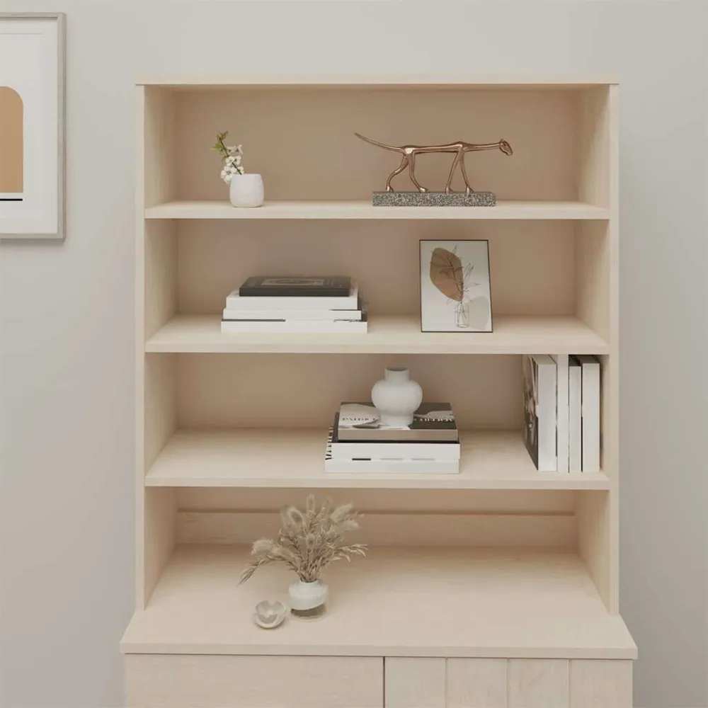 Panchetta con Contenitore Piano Credenza HAMAR ambra 90x35x100 cm Legno Massello di Pino
