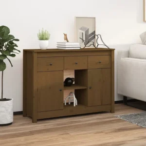 Premium Legno Massello Credenza Marrone Ambra 100x35x74,5 cm Legno Massello di Pino
