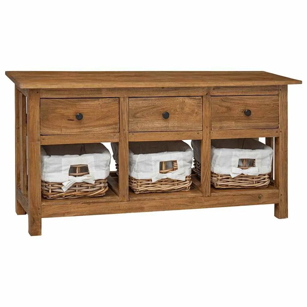 Set Sala da Pranzo Credenza Legno Massello di Mogano 100x30x50 cm