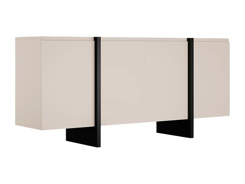 Tavolo Allungabile Credenza con 4 ante MDF Nocciola e Nero LUVONIA