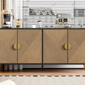 Tavolo Allungabile Credenza moderna - con 3 ante - Nera e naturale