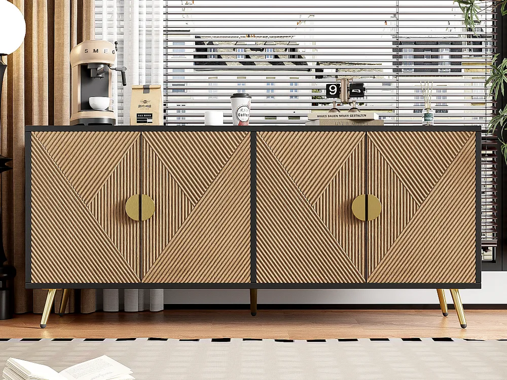Tavolo Allungabile Credenza moderna - con 3 ante - Nera e naturale