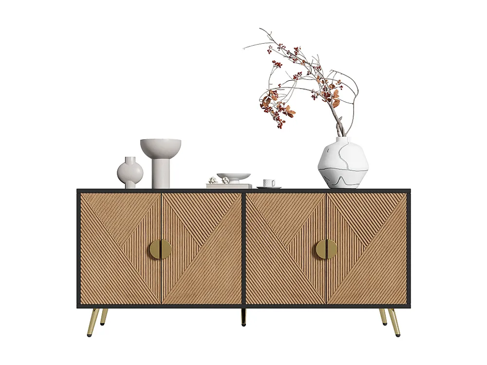 Tavolo Allungabile Credenza moderna - con 3 ante - Nera e naturale