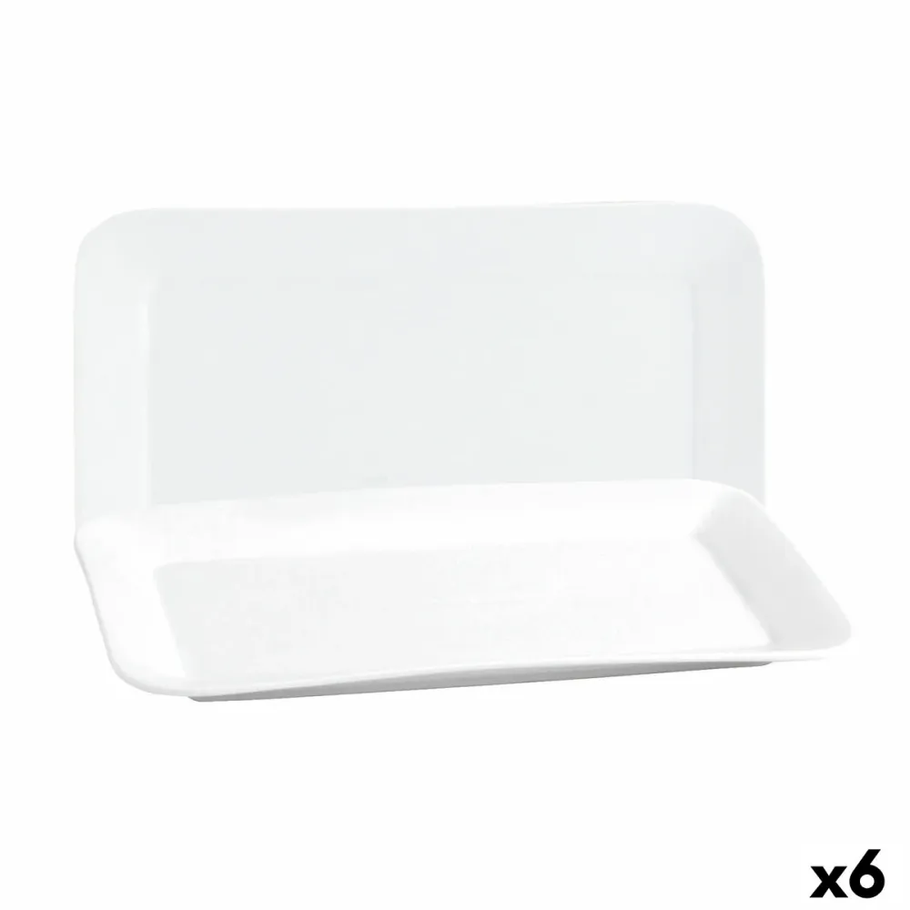 Teglia da Cucina Quid Semplice Rettangolare Ceramica Bianco (6 Unità) (31 x 18 cm) Silicone Alimentare