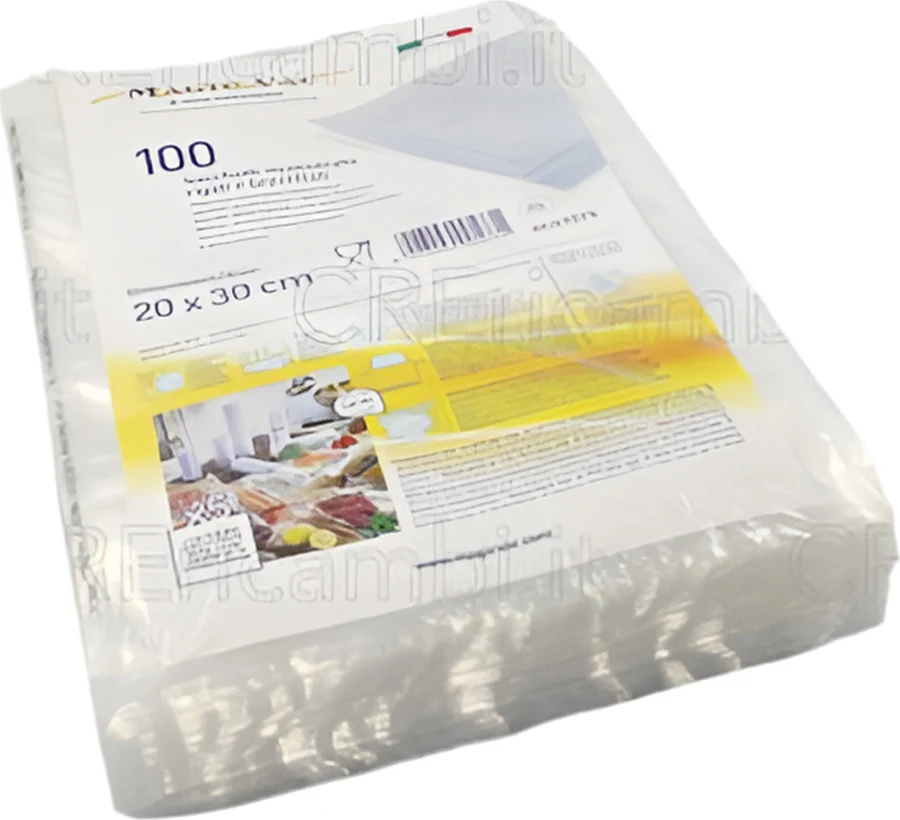 100 Sacchetti Sottovuoto Multistrato, 20x30 cm, per Alimenti