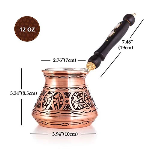 22,99 $ | Caffettiera turca da 12 once, caffettiera turca Briki, greca, araba, per 4 persone, Cezve, Ibrik, Brik, piano co...