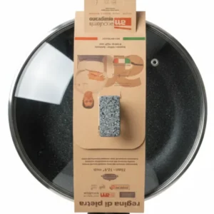 Accademia Mugnano Regina di Pietra Tegame 2 Manici 32cm | Rivestimento Antiaderente Rinforzato con Microparticelle Natural...