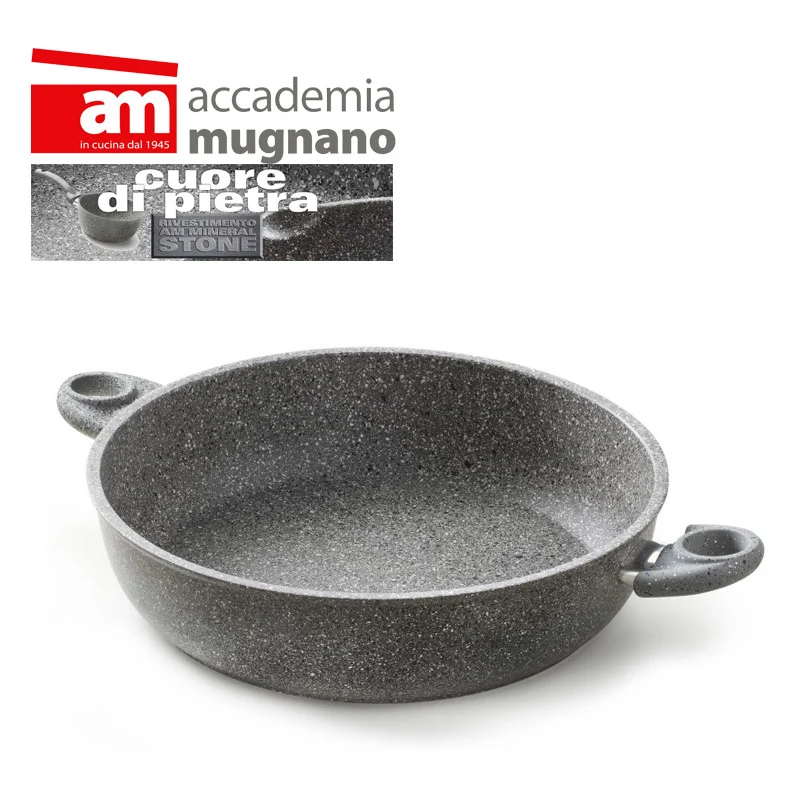 Accademia Mugnano Tegame Alto Cuore di Pietra Ø 28 cm | Antiaderente Minerale AM MINERAL STONE | Alluminio Forgiato ad Alt...
