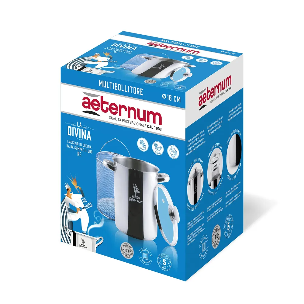 Aeternum Divina Multibollitore (Asparagera), Acciaio, Adatto all'induzione, diametro 16 cm