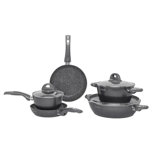 Aeternum, Petragres Ecosolution, Batteria 8 pezzi, 2 Padelle 20-24 cm, 2 Casseruole 16-20 cm, 1 Tegame 28 cm, 3 Coperchi 1...