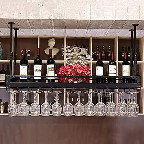 Rastrelliere per bicchieri da vino Portabicchiere industriale del metallo dell'annata del bicchiere del vino del bar, rego...