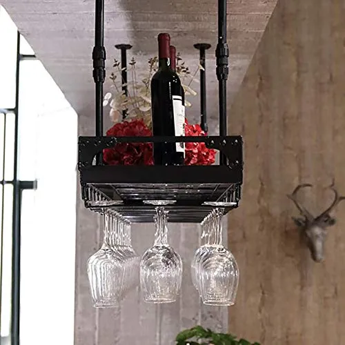 Rastrelliere per bicchieri da vino Portabicchiere industriale del metallo dell'annata del bicchiere del vino del bar, rego...
