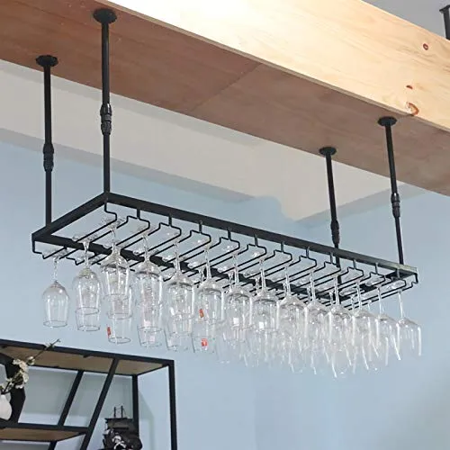 Rastrelliere per Bicchieri da Vino Portabicchieri Vetro per Vino Ferro Rustico Portabicchieri per soffitto, Appeso Portabi...
