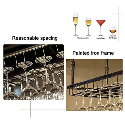 Rastrelliere per Bicchieri da Vino Portabicchieri Vetro per Vino Ferro Rustico Portabicchieri per soffitto, Appeso Portabi...