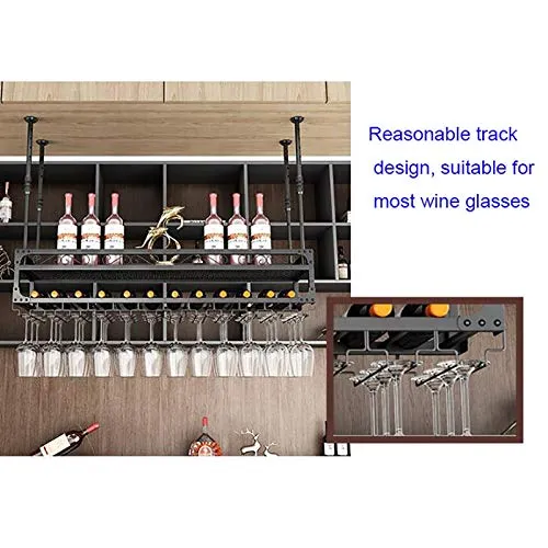 Rastrelliere per bicchieri da vino Portabocchiaia per vino sospesa industriale con supporto vetro e ripiano, portabicchier...