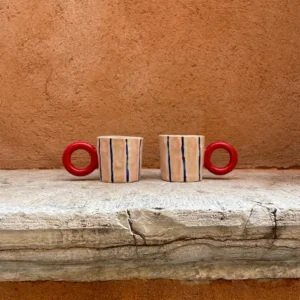 Due tazze righe blu e rosa Alice del Ferraro