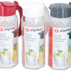 Alpina brocca vetro e polipropilene 1,5l 27,5x9,5x14cm 3 assortimenti