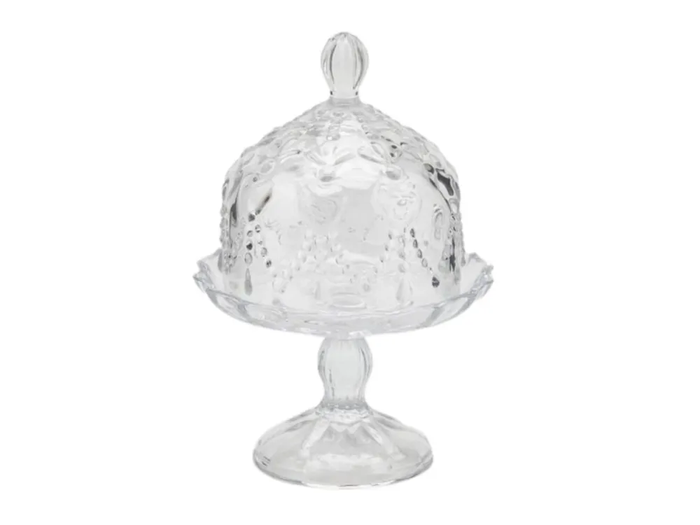 Alzatina con cupola vetro, Liberty stile classico con decorazioni rilievo - 16x23 cm - Enzo De Gasperi