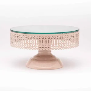 Alzatina con fascia rosa 30x30x16cm