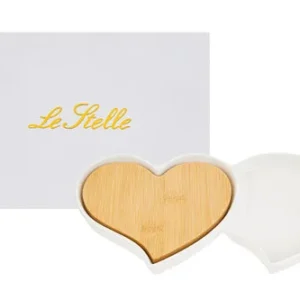 ANTIPASTIERA CUORI PORCELLANA BIANCA CON PIANO LEGNO (25x13.5x2.5cm) CON ASTUCCIO