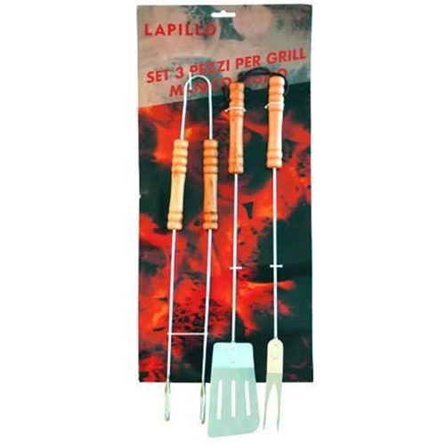 ATTREZZI ACCIAIO CROMATO PER GRILL SET 3 PEZZI FERR 52566