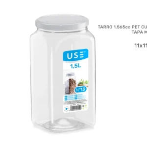 Barattolo 1565cc quadrato pet coperchio metallico