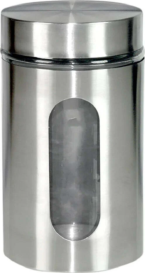 Barattolo Con Oblò Acciaio Inox 18x10cm Capacità 900ml Accessorio Contenitore