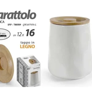 Barattolo c/tappo legno 12x16cm 780509